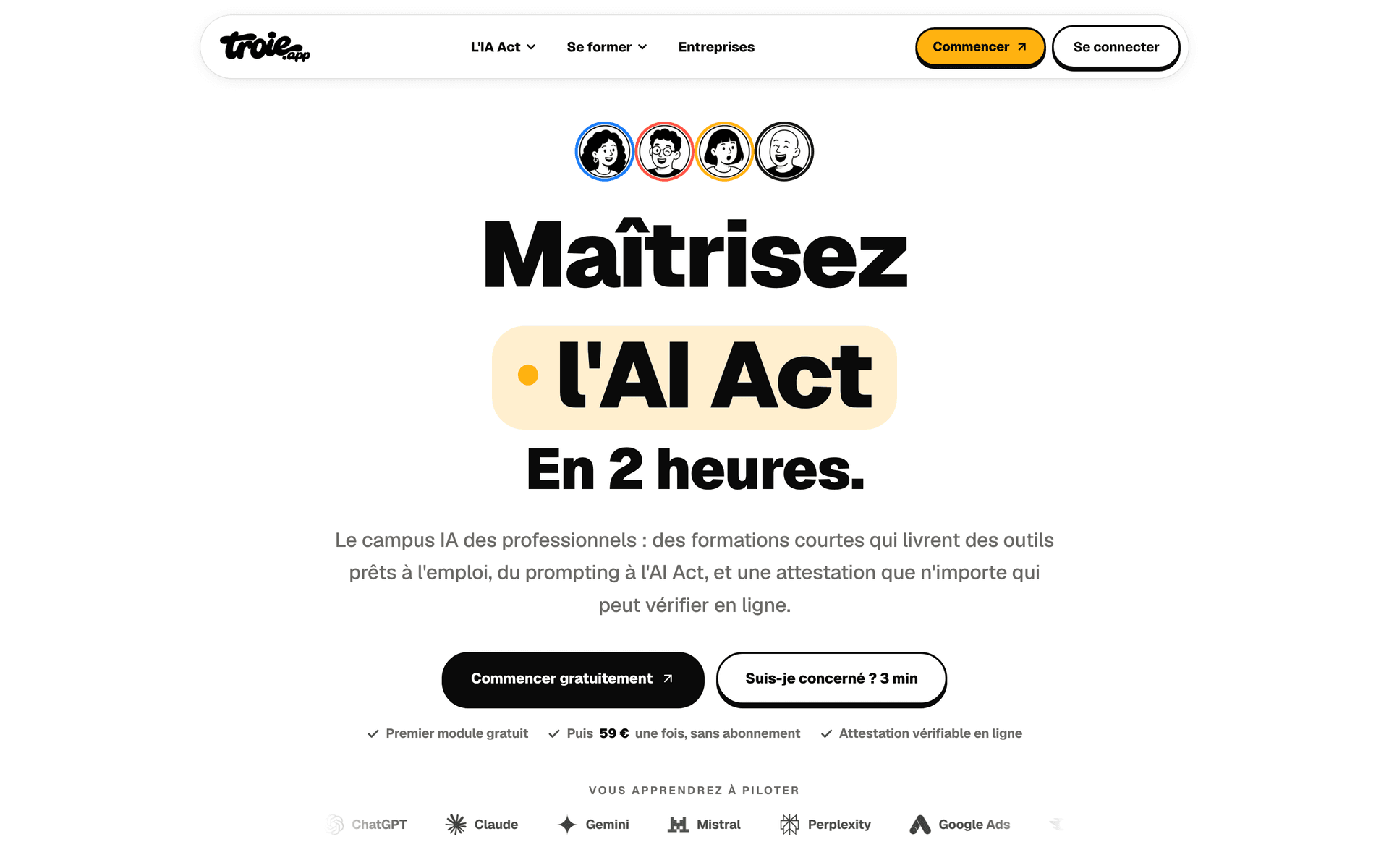 The troie.app campus home: AI Act path and progress.